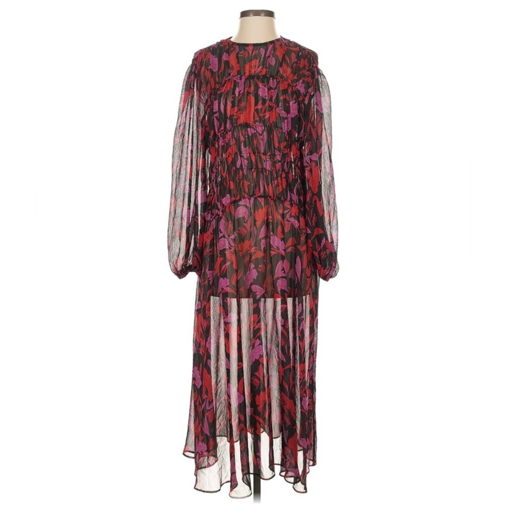 Mango Red and Purple Floral Dress